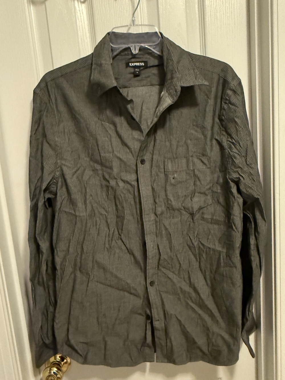 Express Men's Dark Gray Pinstripe Shirt Jacket